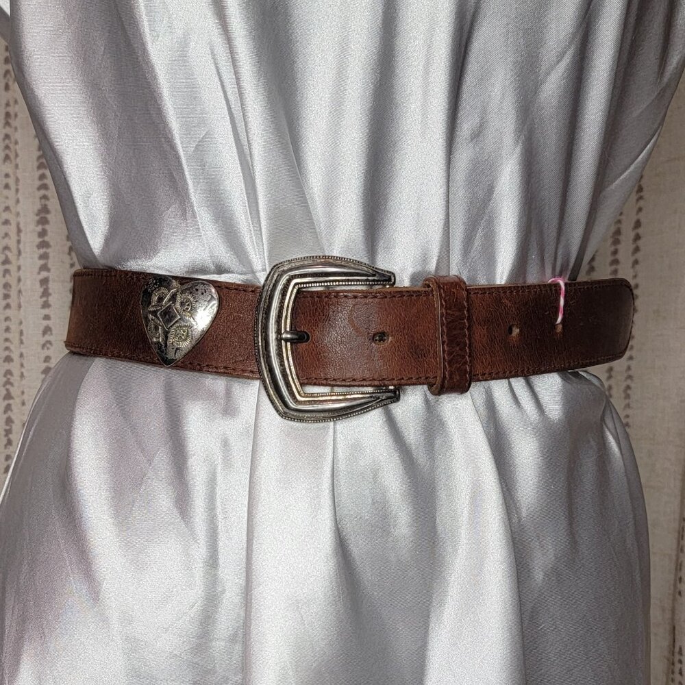 Heart Charm Fossil Brown Belt - Picture 1 of 3